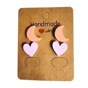 Moonlit Hearts Acrylic Stud Earrings – 2 Pair
